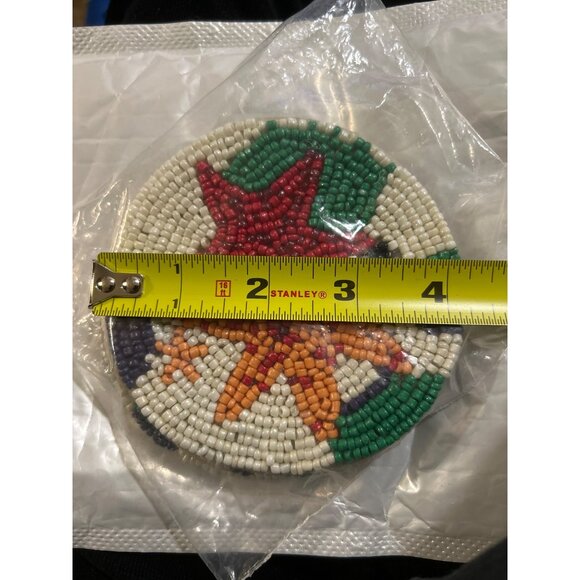 Handcrafted Beaded Starfish Coasters Set Of 4 - 4.25" Round - Beach Theme Decor - Picture 6 of 6